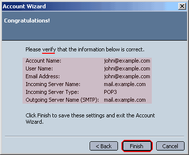 Verify your settings