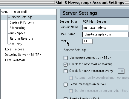 Incoming username needs to be changed to the e-mail address.